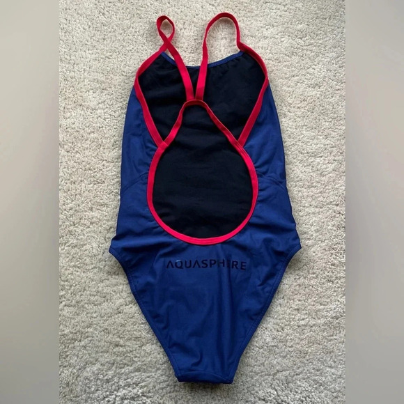 ✨NWOT Aqua Sphere Women's Navy Blue-Red Training Swim Suit - US Sz 30 (4) - Picture 2 of 8